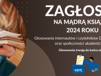 Baner z okładką książki Głosowania internautów i czytelników Dziennika Polskiego oraz społeczności UJ na Mądrą Książkę Roku 2024